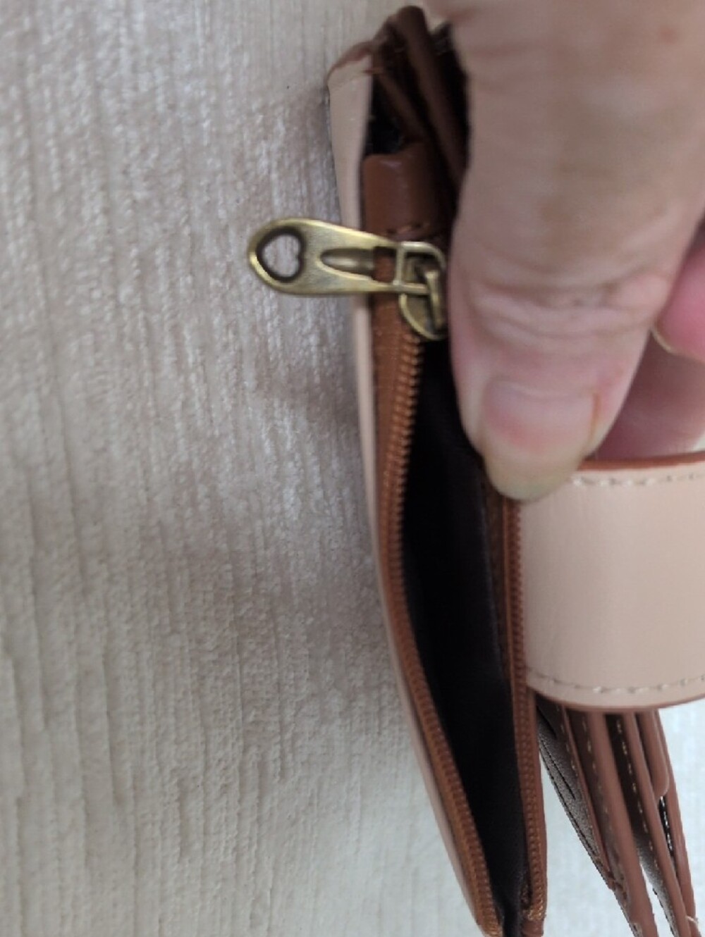 Blush Pink Brown Snap Closure 14 Slot Wallet Removable Insert Imported - Picture 7 of 12